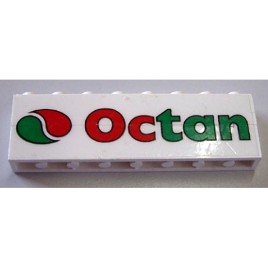 white stickered assembly 8 x 1 x 2 with octan logo on transparent background pattern sticker - set 6539 - 2 brick 1 x 8