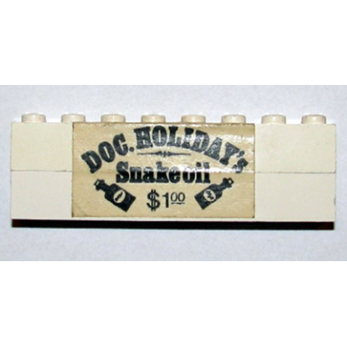 white stickered assembly 8 x 1 x 2 with doc holidays snake oil pattern sticker - set 365 - 2 brick 1 x 8