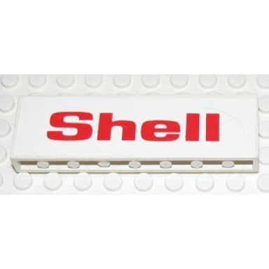 white stickered assembly 8 x 1 x 2 with shell large pattern on both sides stickers - set 6371 - 2 brick 1 x 8