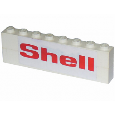 white stickered assembly 8 x 1 x 2 with shell small pattern on both sides stickers - set 377-1 - 2 brick 1 x 8