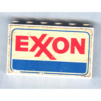 white stickered assembly 6 x 1 x 3 with exxon pattern on both sides stickers - set 6375-2 - 3 brick 1 x 6