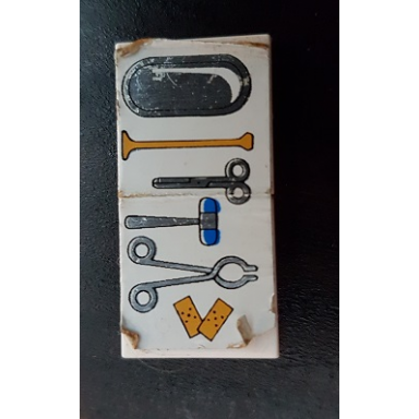 white stickered assembly 4 x 2 with medical instruments pattern sticker - set 231-1 - 2 tile 2 x 2