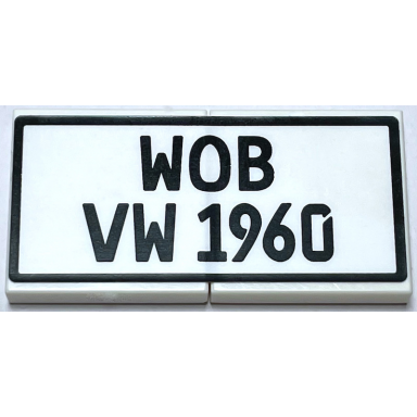 white stickered assembly 4 x 2 with black wob vw 1960 and rectangle border pattern sticker - set 10187 - 2 tile 2 x 2