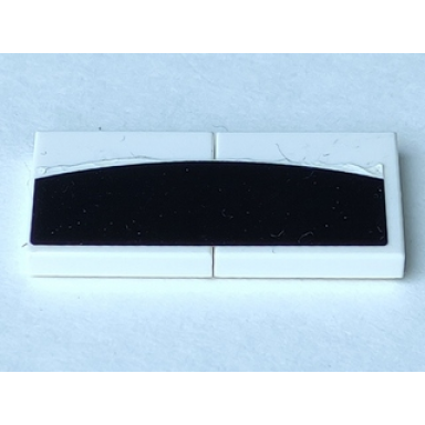 white stickered assembly 4 x 2 with curved black stripe pattern sticker - set 8156 - 2 tile 2 x 2