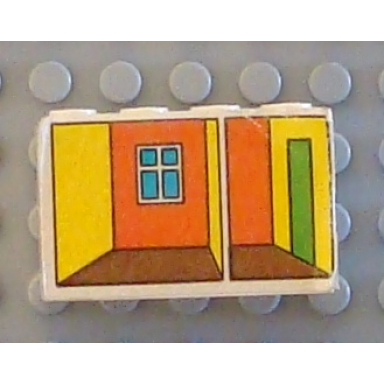 white stickered assembly 4 x 2 x 2 with doll house interior pattern sticker - set 5233 - 2 brick 2 x 4