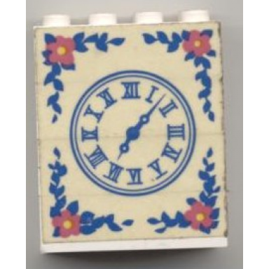 white stickered assembly 4 x 2 x 4 with clock pattern sticker - set 270-2 - 4 brick 2 x 4