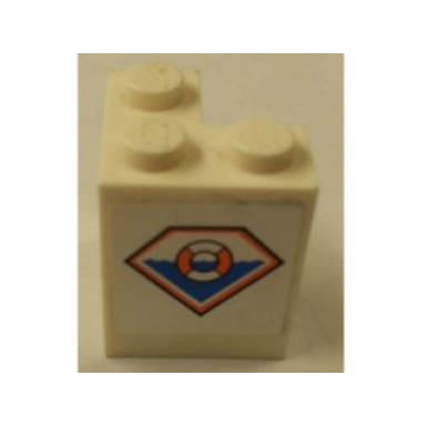 white stickered assembly 2 x 2 x 2 with coast guard logo pattern model right side sticker - set 7726 - 2 brick 2 x 2 corner
