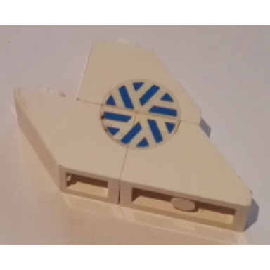 white stickered assembly 4 x 1 x 2 with arctic technic logo pattern on both sides stickers - set 8640 - 2 slope 45 2 x 1 1 slope inverted 45 2 x 1