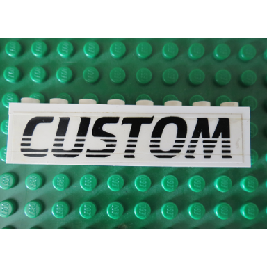 white stickered assembly 8 x 1 x 1 2 3 with black custom pattern sticker - set 5550 - 1 brick 1 x 8 2 plate 1 x 8