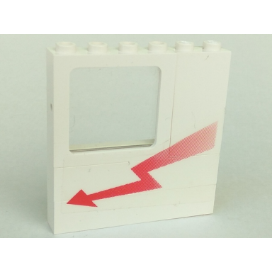 white stickered assembly 6 x 1 x 5 with red arrow pattern model left side sticker - set 5561 - 2 brick 1 x 6 1 panel 1 x 2 x 3 1 window 1 x 4 x 3