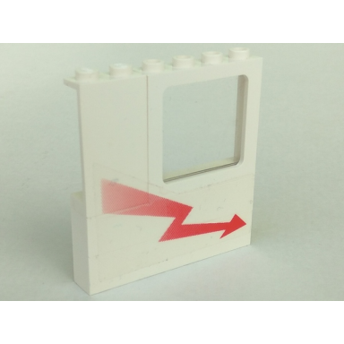 white stickered assembly 6 x 1 x 5 with red arrow pattern model right side sticker - set 5561 - 2 brick 1 x 6 1 panel 1 x 2 x 3 1 window 1 x 4 x 3