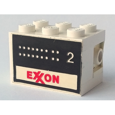 white stickered assembly 3 x 2 x 1 2 3 with exxon tank number 2 pattern on both sides stickers - set 6375-2 - 2 plate 2 x 3 1 brick 1 x 2 1 brick 1 x 3 1 brick modified 1 x 1 with headlight