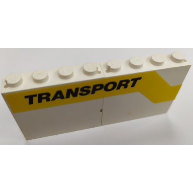 white stickered assembly 8 x 1 x 3 with black transport on yellow stripe pattern model left side sticker - set 6367 - 2 panel 1 x 4 x 3 - solid studs