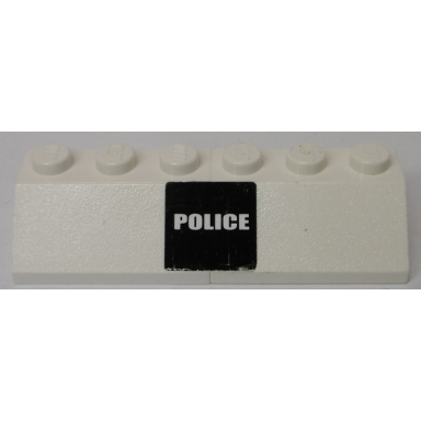 white stickered assembly 6 x 2 x 1 with police on black background pattern sticker - set 7245 - 2 slope 45 2 x 3