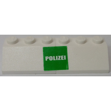 white stickered assembly 6 x 2 x 1 with polizei on green background pattern sticker - set 7245 - 2 slope 45 2 x 3