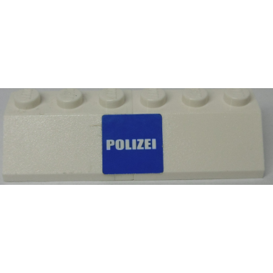 white stickered assembly 6 x 2 x 1 with polizei on blue background pattern sticker - set 7245 - 2 slope 45 2 x 3