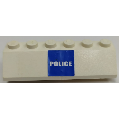 white stickered assembly 6 x 2 x 1 with police on blue background pattern sticker - set 7245 - 2 slope 45 2 x 3