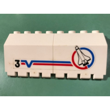 white stickered assembly 8 x 2 x 3 1 3 with shuttle and number 3 pattern model left side sticker - set 6544 - 2 hinge panel 2 x 4 x 3 1 3