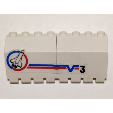 white stickered assembly 8 x 2 x 3 1 3 with shuttle and number 3 pattern model right side sticker - set 6544 - 2 hinge panel 2 x 4 x 3 1 3