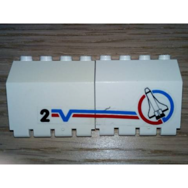 white stickered assembly 8 x 2 x 3 1 3 with shuttle and number 2 pattern model left side sticker - set 6339 - 2 hinge panel 2 x 4 x 3 1 3