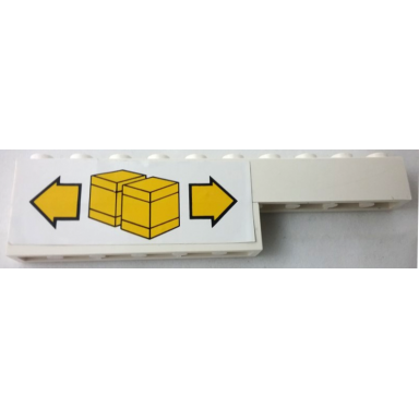 white stickered assembly 10 x 1 x 2 with yellow boxes and arrows pattern model left side sticker - set 6377 - 1 brick 1 x 8 1 brick 1 x 6 1 brick 1 x 2