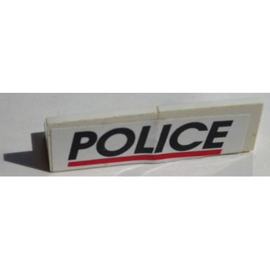 white stickered assembly 4 x 1 x 1 with black police and red stripe on white background pattern sticker - sets 6545 6625 - 2 panel 1 x 2 x 1