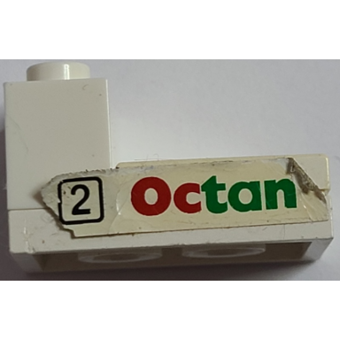 white stickered assembly 3 x 2 x 1 1 3 with octan and 2 in black square pattern sticker - set 6562 - 1 brick 1 x 2 1 tile 2 x 2 1 plate 2 x 3