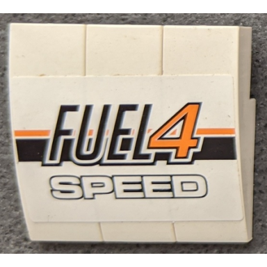 white stickered assembly 3 x 3 x 1 with fuel 4 speed on white background pattern sticker - set 8147 - 3 slope curved 3 x 1