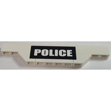 white stickered assembly 12 x 1 x 2 with white police on black background pattern sticker - set 7245 - 1 brick 1 x 12 1 brick 1 x 4 2 slope inverted 45 2 x 1