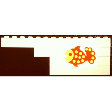 white stickered assembly 14 x 1 x 4 with orange and yellow fish on white background pattern sticker - set 265-1 - 1 brick 1 x 2 1 brick 1 x 6 4 brick 1 x 8