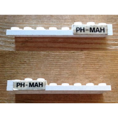 white stickered assembly 8 x 2 x 2 3 with black ph-mah pattern on both sides stickers - set 1610-2 - 1 plate 2 x 2 1 plate 2 x 8 1 plate modified 1 x 2 with 1 stud without groove jumper