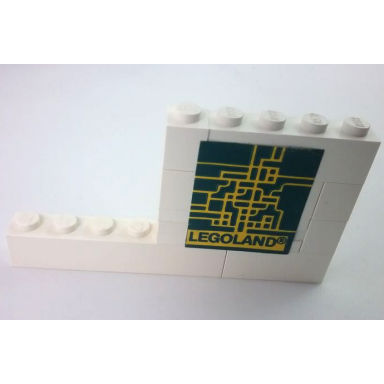 white stickered assembly 9 x 1 x 4 with black legoland and yellow map pattern sticker - set 6375-2