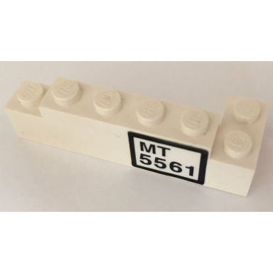 white stickered assembly 6 x 2 x 1 1 3 with black mt 5561 pattern sticker - set 5561 - 1 brick 1 x 4 1 brick 2 x 2 corner 1 plate 1 x 4