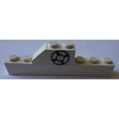 white stickered assembly 8 x 1 x 2 with black life preserver on transparent background pattern model right side sticker - sets 316-1 775 - 1 brick 1 x 1 1 brick 1 x 8 1 slope 45 2 x 1 without bottom tube