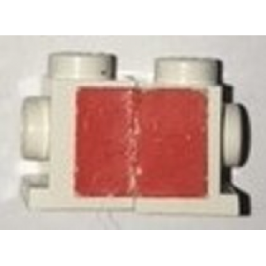 white stickered assembly 2 x 1 x 1 with red rectangle pattern sticker - set 6375-2 - 2 brick modified 1 x 1 with headlight