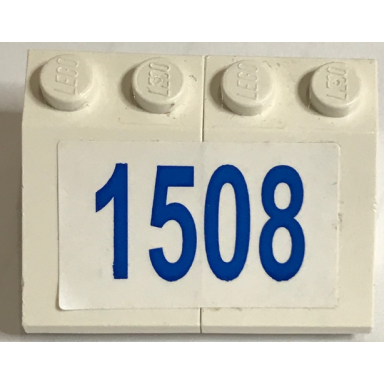 white stickered assembly 4 x 3 x 1 with blue 1508 pattern sticker - set 1376 - 2 slope 33 3 x 2