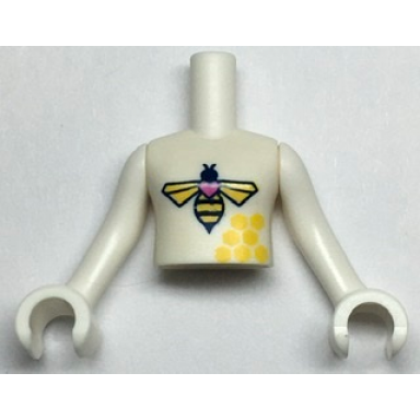 white torso mini doll girl bee and honeycomb pattern white arms with hands