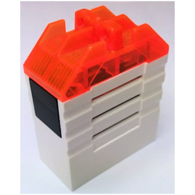 white electric light sound siren 4 x 2 x 4 jack stone with trans-neon orange top