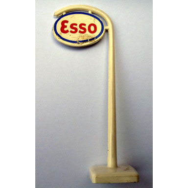 white road sign cantilever curved rounded with esso pattern uk version