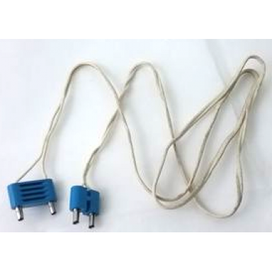 white electric wire 12v 4.5v with 2 leads 96 studs long with blue electric connector 2-way male rounded narrow type 2 with hollow pins and blue electric connector 2-way male rounded wide long with hollow pins x466c96 bb0236ac01 bb0093ac01