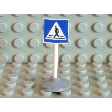 white road sign with post square with man crossing pattern type 1 base