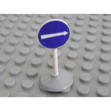 white road sign with post round with white arrow right pattern type 1 base