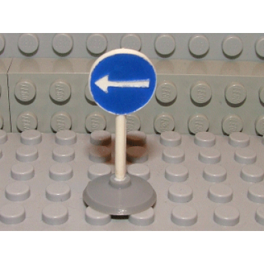 white road sign with post round with white arrow left pattern type 1 base