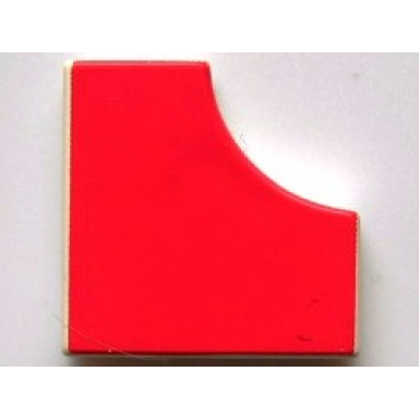white tile modified 2 x 2 with 1 x 1 curved cutout with scala red top pattern