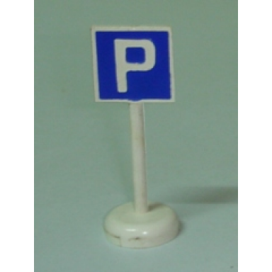 white road sign with post square with parking p pattern - single piece unit