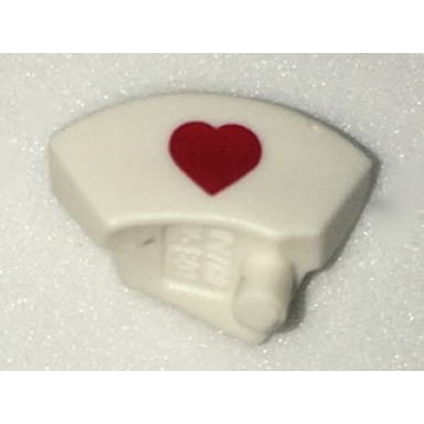 white minifigure nurse hat with red heart pattern