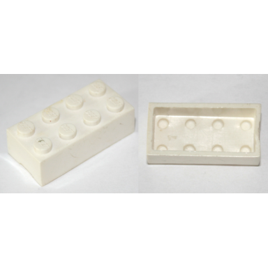 white brick 2 x 4 without bottom tubes