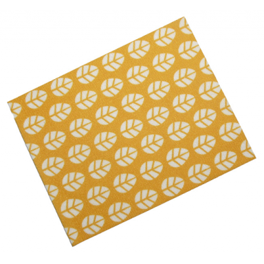 white duplo cloth blanket 8 x 10 cm with leaves on bright light orange background pattern