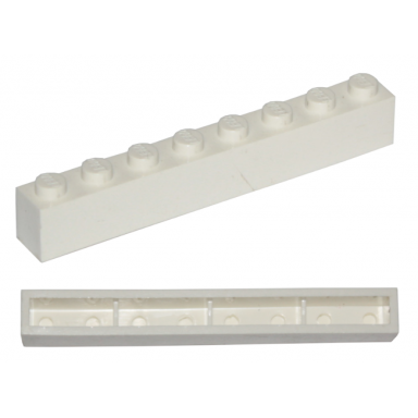 white brick 1 x 8 without bottom tubes with cross supports