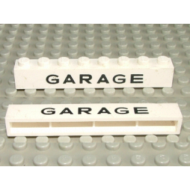 white brick 1 x 8 without bottom tubes with cross side supports with black garage sans-serif medium pattern